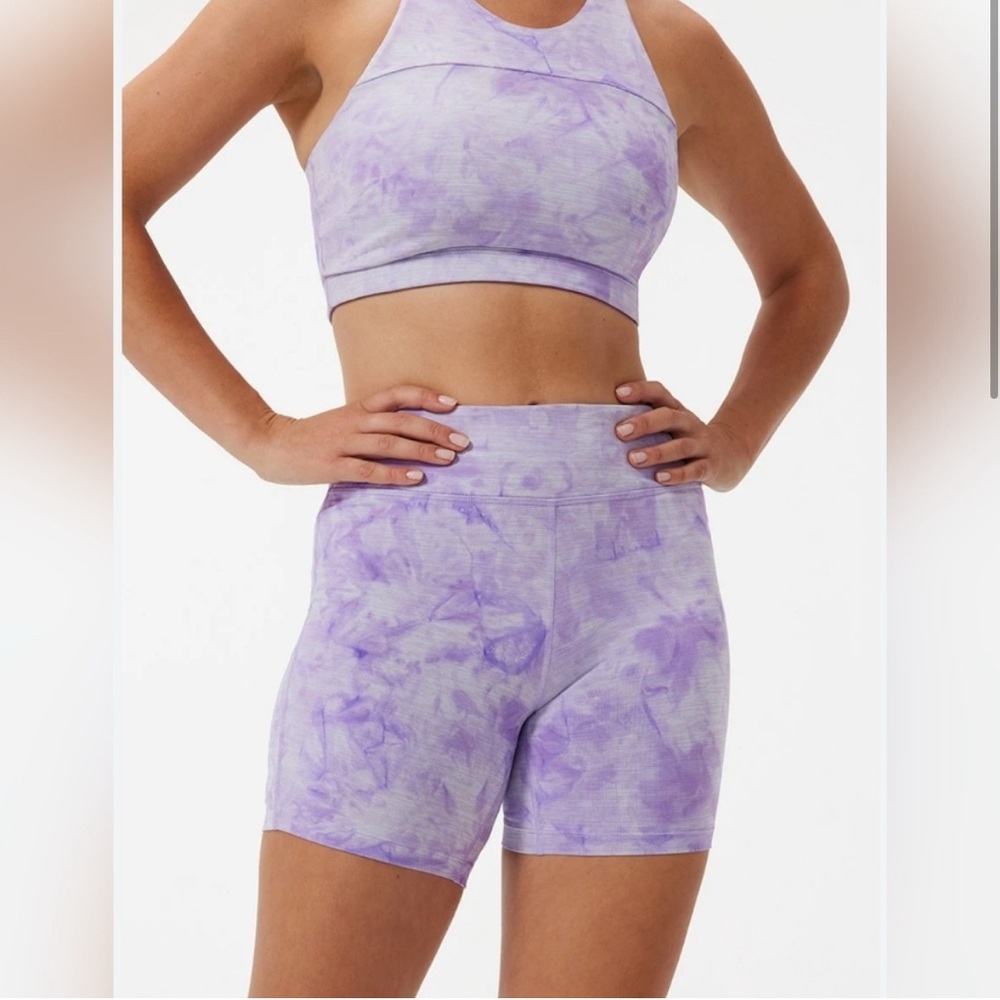 Outdoor Voices Purple Tie-Dye Bike Shorts